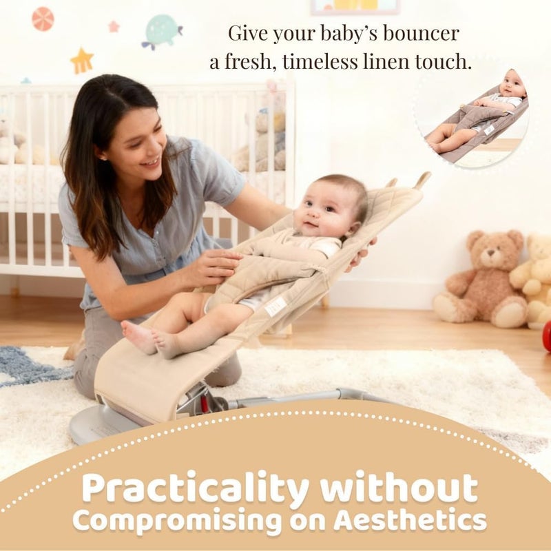 Gembebe Linen Bouncer Cover – Compatible with BabyBjorn Bouncer, 100% Korea-Made Linen, CPSIA Tested, Machine Washable (Cover Only) - Image 5